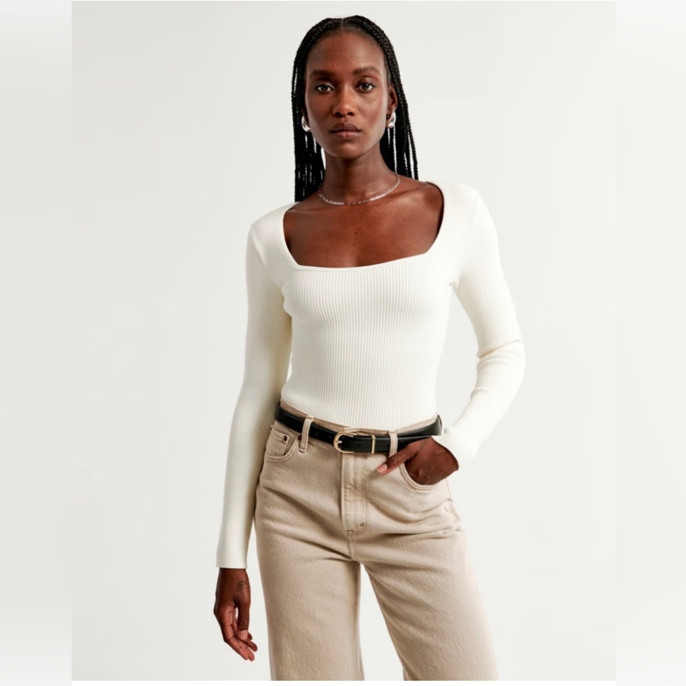 Abercrombie & Fitch Long-Sleeve Ottoman Squareneck Top